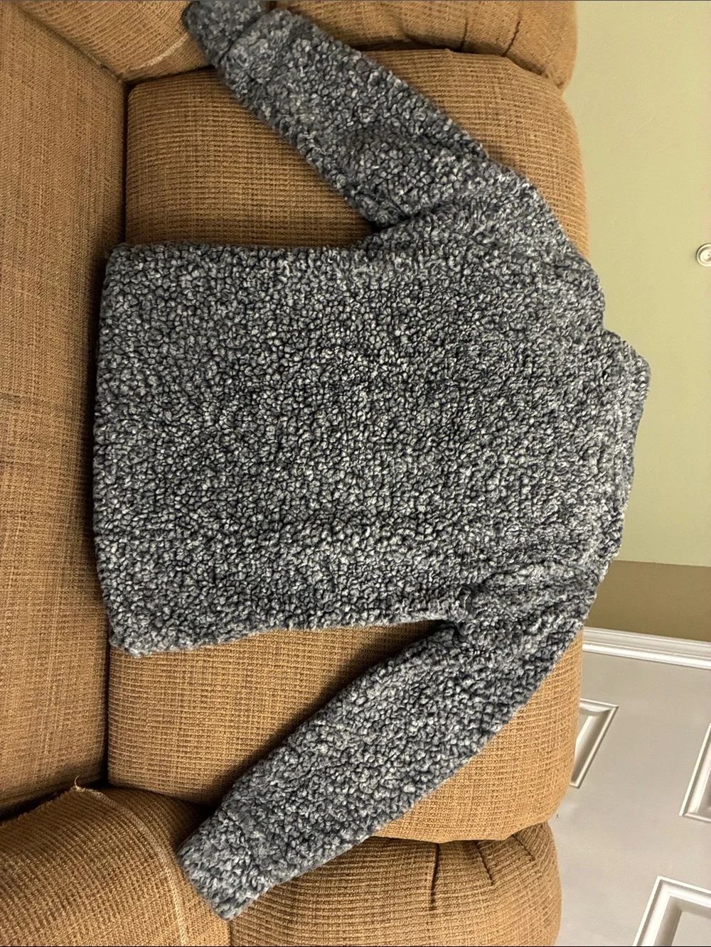 Weatherproof Vintage Women’s Sherpa Quarter Zip Fleece Pullover Pockets Gray S